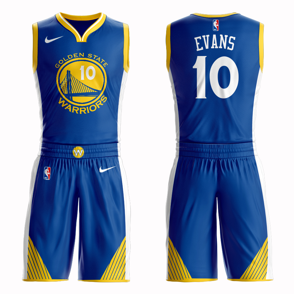 Men 2019 NBA Nike Golden State Warriors #10 Evans blue Customized jersey->customized nba jersey->Custom Jersey